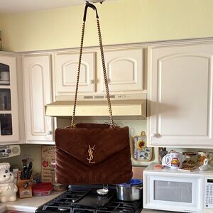 Yves Saint Laurent Chocolate Suede Shoulder Bag